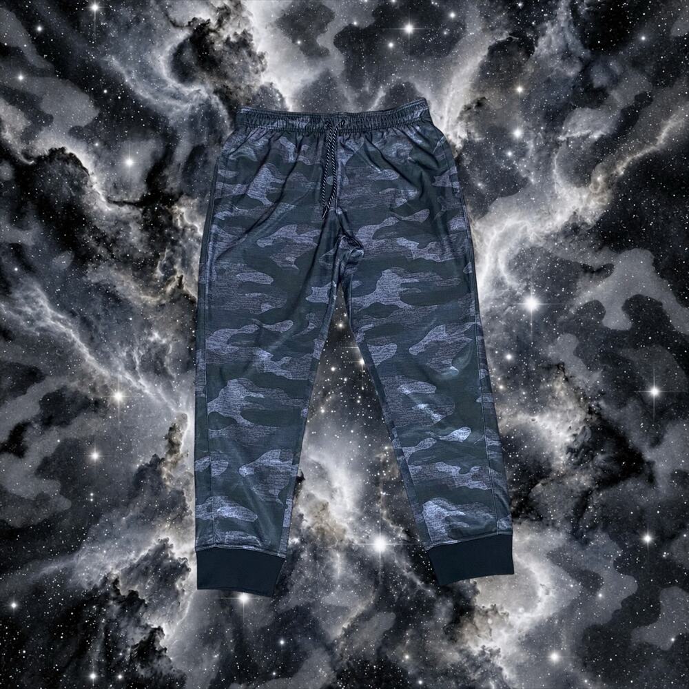 Reebok Mens Size XL Black Dark Grey Camo Fleece Joggers⁠